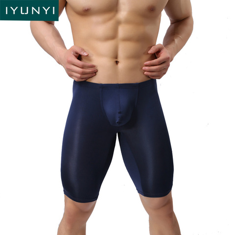 IYUNYI larga boxeadores pantalones cortos ropa interior Fitness ultra fino corto pantalones Sexy U diseño convexo pantalones cortos casuales de los hombres calzoncillos de estilo Boxer ► Foto 1/6