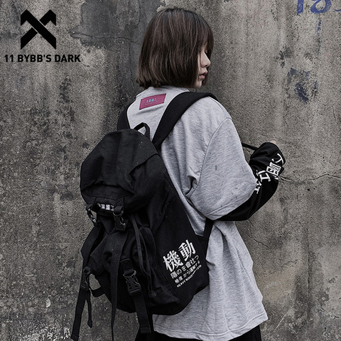 Mochila De 11 BYBB'S DARK Hip Hop para hombre y mujer, bolso escolar con cinta de lona, multifunción, mochilas de viaje Harajuku ► Foto 1/6