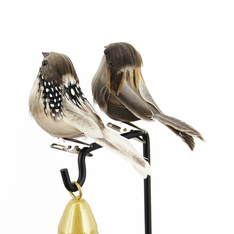 2 uds pluma pájaro imitación Sparrow pluma pájaro espuma gris imitación pájaro artificial Prop árbol rama jardín Navidad Decoración ► Foto 1/6