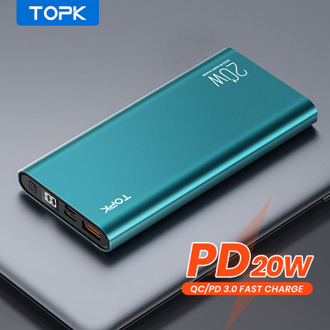 TOPK 10000 mah banco de potencia PD 20W cargador portátil cargador de batería externa de 10000 mah carga rápida para iPhone Poco f3 Xiaomi Mi 9 ► Foto 1/6