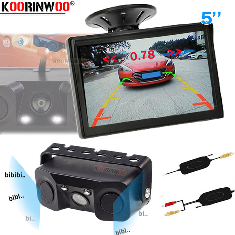 Koorinwoo-sistema de sensor de aparcamiento 3 en 1, sistema inalámbrico Anti-radar, detectoring Parktronic para coches, con cámara, Control de zonas ciegas ► Foto 1/6