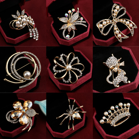 ZOSHI-broche de oro con cristales de Austria, broche de flor con perla de imitación, accesorios de boda Vintage ► Foto 1/6