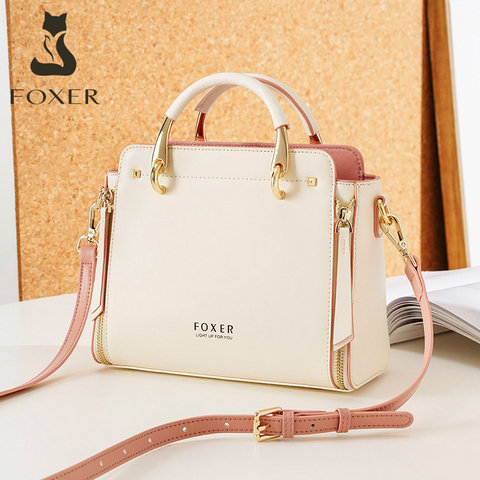 FOXER-Bolso de mano de cuero de vaca para mujer, bandolera elegante con asa superior, para viaje, 2022 ► Foto 1/6