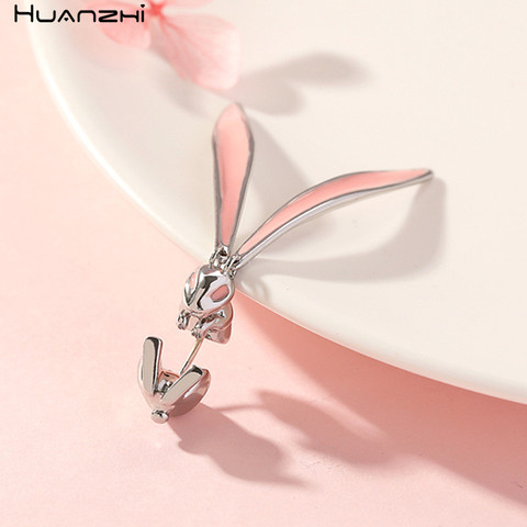 HUANZHI-pendientes colgantes de Metal para mujer y niña, aretes largos esmaltados con diamantes de imitación, Color plateado, 2022 ► Foto 1/6