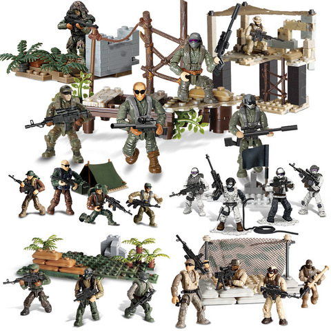 Serie militar PUBG campo de batalla SWAT Soliders figuras de acción ejército WW2 armas juegos de modelos bloques de construcción Kit de ladrillos Juguetes ► Foto 1/5