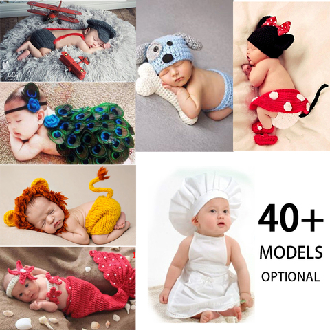 Crothet-Accesorios de fotografía recién nacido, accesorios de punto de fotografía para bebés, niños niñas disfraces, fotografía para recién nacido, modelo opcional 42 ► Foto 1/6