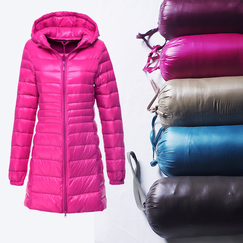 Chaqueta ultraligera de invierno para Mujer, abrigo largo de plumas, abrigos con capucha de talla grande 6XL, X9212 ► Foto 1/5