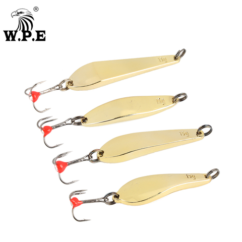 W.P.E señuelo para Pesca en hielo 1 Uds. 5g/10g/15g/20g señuelo de Pesca duro anzuelo triple 8 #/10 #/12 # cuchara de Metal señuelo Balancers Wobbler Pesca ► Foto 1/6