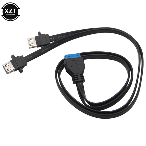 Cable adaptador de placa base de 2 puertos USB 3,0 tipo A hembra A 20 pines, puertos duales de USB-A acoplables al panel frontal del ordenador ► Foto 1/6