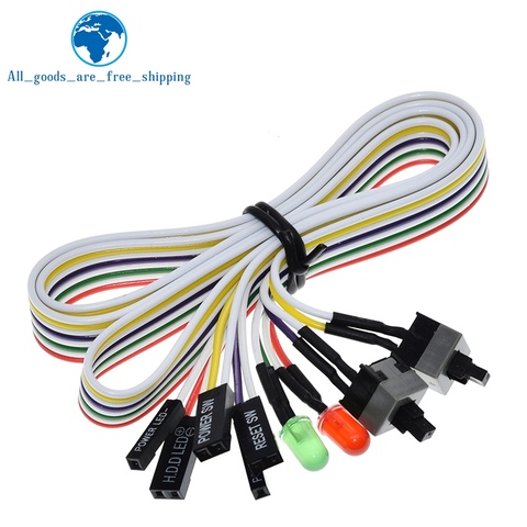 Cable de alimentación de la placa base para ordenador, reinicio de encendido y apagado con luz LED, interruptor de reinicio de potencia de PC, botón pulsador, 1 Uds. 65CM ► Foto 1/6