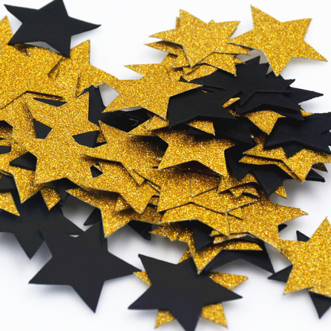 Lote de 100 unidades de confeti de papel brillante de estrellas, 3CM, dorado, plateado y negro, lentejuelas, Navidad, Año Nuevo, Decoración de mesa, suministros DIY ► Foto 1/6