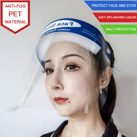 Mascarilla de protección facial de plástico transparente, máscara de protección facial antiniebla, antisalpicaduras, aislamiento de seguridad, protección completa ► Foto 1/6