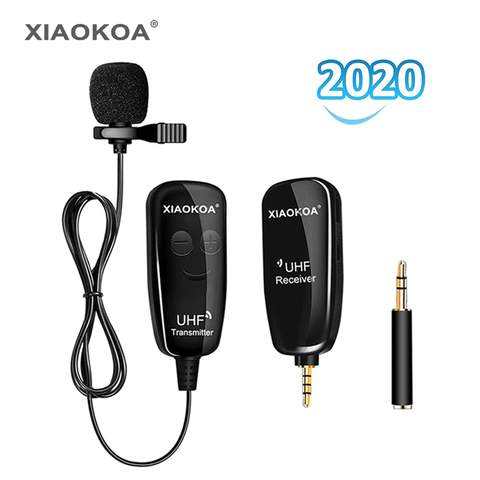 XIAOKOA-Micrófono lavalier de solapa, utensilio UHF inalámbrico, ideal para hacer grabaciones o directos, vlog, YouTube, entrevistas, compatible con iPhone, iPad, PC, Android y DSLR ► Foto 1/6