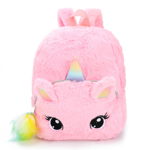 Dibujos Animados lindo unicornio niños mochilas de escuela para niñas suave de peluche de felpa de los niños de la escuela mochila para Kindergarten bebé de aperitivos juguetes bolsa ► Foto 1/6