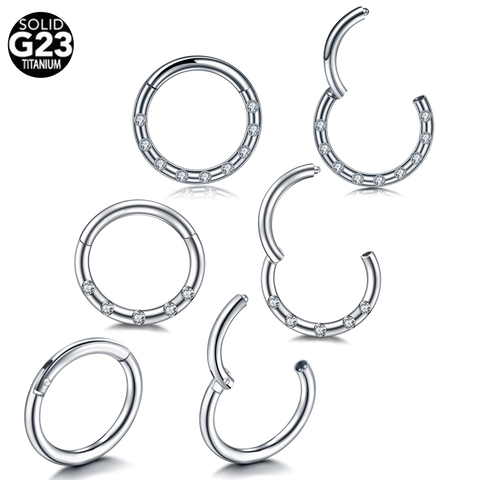 1Pc de titanio anillo de la Nariz de aro gemas anillos del septo Clicker Piercing Tragus, Nariz de acero Piercing Oreja hélice pendientes Pircing Nariz ► Foto 1/6