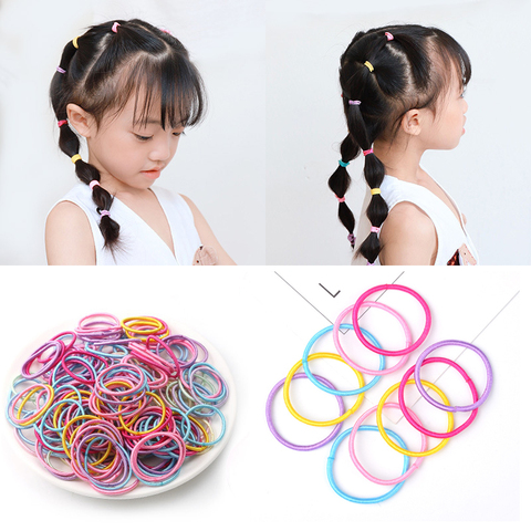 Lote de 100 unidades de 3CM de accesorios para el cabello, Gomilla elástica para niñas, bandas elásticas para cabello, cinta para la cabeza para niños, decoraciones para bebé, lazos de goma para el cabello ► Foto 1/6