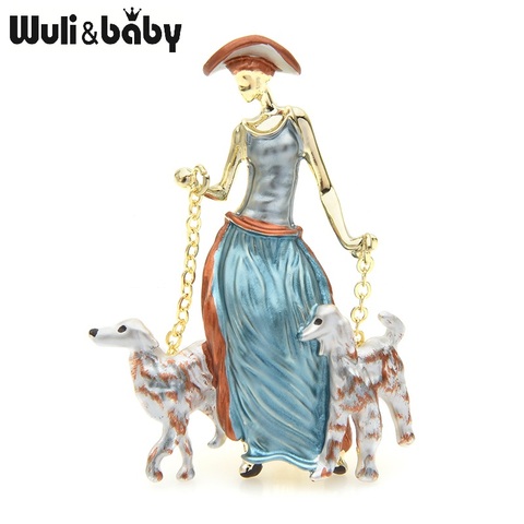 Wuli & baby-broches de dos perros para mujer, broches de aleación con 2 colores esmaltados, figuras de animales Pines, regalos de Año Nuevo ► Foto 1/5