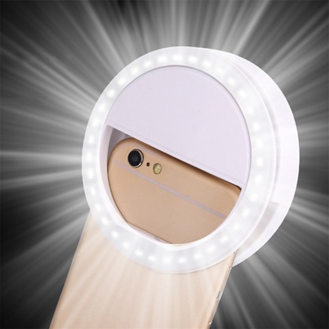 Anillo LED Flash Universal Selfie Luz Portátil teléfono móvil 36 LEDS Selfie lámpara luminosa anillo Clip para iPhone 11 X XR Samsung ► Foto 1/6