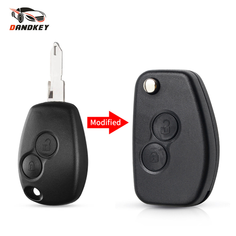 Dandkey Flip modificado para protector antipolvo para Renault Logan Fluence Clio Kangoo Sandero Espace de carcasa de la llave a distancia del coche Fob hoja sin cortar ► Foto 1/6