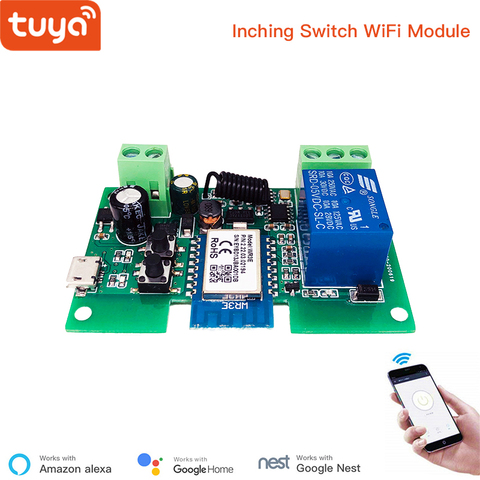 Interruptor inalámbrico inteligente Tuya, dispositivo con USB de 7-32V, 1 canal, WIFI, autobloqueo, Control remoto por aplicación, Compatible con Alexa ► Foto 1/6