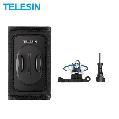 TELESIN 360 ° rotar montura para mochila de liberación rápida hebilla ajustable doble J-gancho para GoPro 9 Osmo acción Insta360 Xiaoyi SJCAM ► Foto 1/1