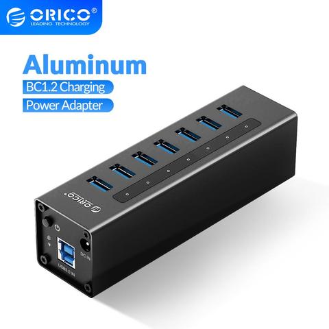 ORICO A3H serie de aluminio de alta velocidad 4/7/10 Puerto USB 3,0 HUB con adaptador de corriente de 12V soporte BC1.2 divisor de carga para MacBook ► Foto 1/6