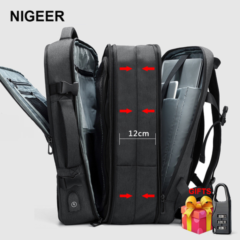 Mochila de viaje multifunción expansión para hombres de negocios Mochila USB de carga 15,6 