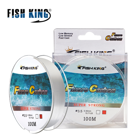 FISH KING-hilo de pescar de 100M, revestimiento de fluorocarbono 4.136LB-34.32LB, fibra de carbono, monofilamento, hilo de pesca de carpa que se hunde ► Foto 1/6