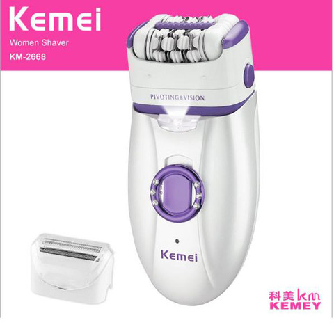 Kemei lady-depiladora eléctrica 2 en 1 para mujer, KM-2668 con cabezal de afeitado, extractor de cabellos recargable ► Foto 1/4