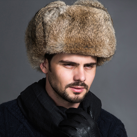 2022 ruso de cuero de los hombres de cuero de piel de gorra de esquí abrigado Unisex para el invierno térmica sombrero cosaco sombreros ► Foto 1/6