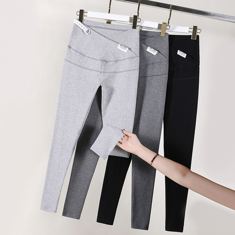 Leggings de cintura baja para mujeres embarazadas, pantalones ajustados de maternidad, ropa ajustable, 8832 algodón Across V, Primavera y embarazo, n. ° 95% ► Foto 1/5