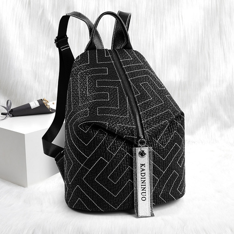 Mochila De Cuero genuino para mujer, morral de piel auténtica, a la moda, combina con todo, bolso de viaje personalizado de gran capacidad para dumplings ► Foto 1/6