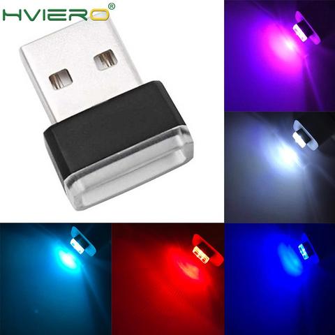 Auto USB LED atmósfera luces Lámpara decorativa iluminación de emergencia automática ordenador portátil Universal Plug and Play rojo azul blanco rosa ► Foto 1/6