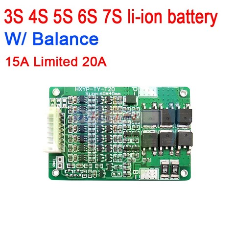 3S 4S 5S 6S 7S 15A W/ Balance li-ion 18650 BMS PCM Placa de protección de batería de litio 3,7 V 12V 16,8 V 21V 25,2 V 29,4 V ► Foto 1/6