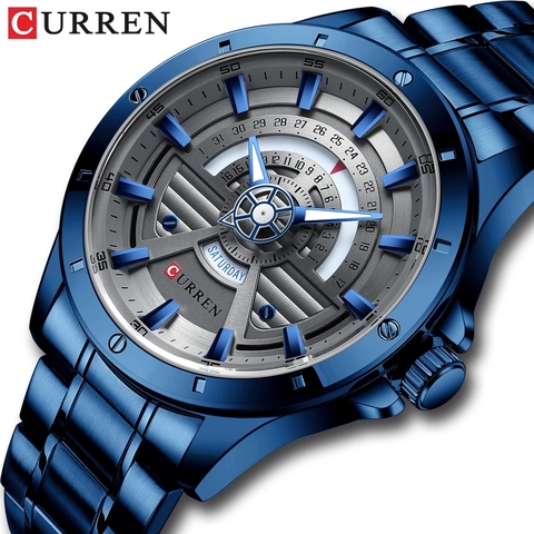 CURREN-Reloj de pulsera creativo para hombre, cronógrafo de cuarzo, de acero inoxidable, con fecha y semana, nuevo, 2022 ► Foto 1/6