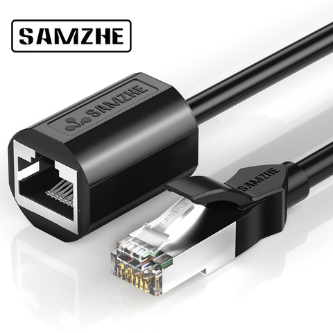 SAMZHE-Cable de extensión Ethernet RJ45, adaptador CAT 6, cables de conexión de red blindados, Compatible con CAT 5E 6 5 ► Foto 1/6