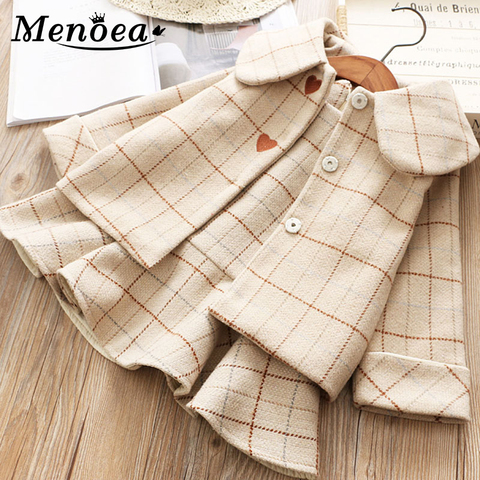 Menoea niños trajes versión coreana pequeña fragancia chica muñeca de tela escocesa Collar chaqueta + amor chaleco falda 2 uds ropa traje ► Foto 1/6