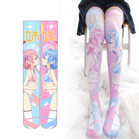 Calcetines por encima de la rodilla para Cosplay, medias de Lolita de Anime japonés Re: Zero Rem, Kawaii ► Foto 1/6