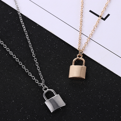 Collar de cerradura Chapado en Metal para mujer, colgante lujoso de cadena para clavícula, joyería europea y americana, nueva, gran oferta ► Foto 1/6