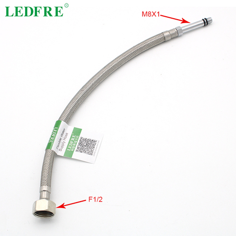 LEDFRE-grifo Flexible de acero inoxidable para cocina, manguera de plomería trenzada, tubo de goma para agua, manguera de alambre, F1/2 x M8x1, LF15318B ► Foto 1/6