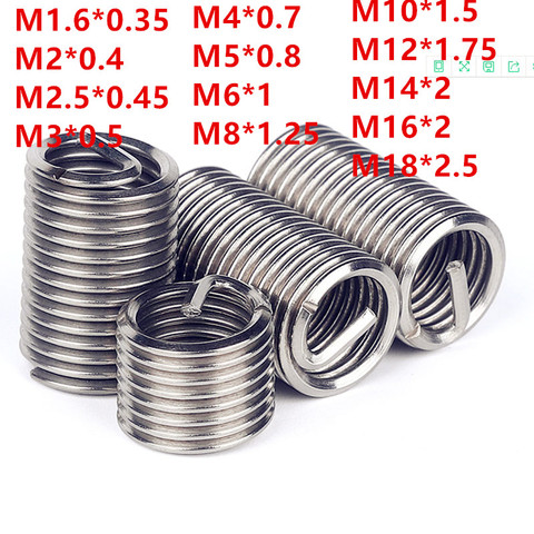 M1.6M2M2.5/M3/M4/M5/M6/M8-M18 de acero inoxidable 304, rosca de cable insertar tornillo casquillo manga Helicoil rosca de cable reparación Inserts264 ► Foto 1/6