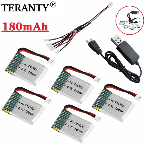 Batería Lipo de 3,7 V, 180mAh + 5 uds. De enlace + cargador de 3,7 v para H20 Syma S8 M67 U839, recambios de cuadrirrotor RC 3,7 V, batería Lipo para H20 ► Foto 1/4