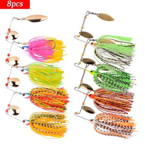 Señuelo para pesca Wobbler, anzuelo de cucharilla giratorio para Lucio, aparejos, todos los cebos artificiales, lentejuelas de Metal, Spinnerbait, 8 Uds. ► Foto 1/6