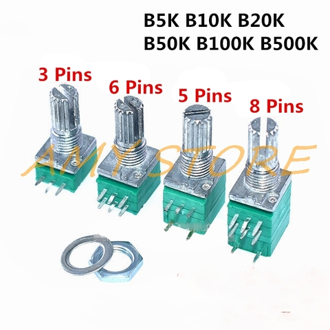 10 Uds B5K B10K B20K B50K B100K B500K RV097NS amplificador de Audio sellado volumen lineal potenciómetro resistencia 15mm del eje 3/5/6/8 pines ► Foto 1/4