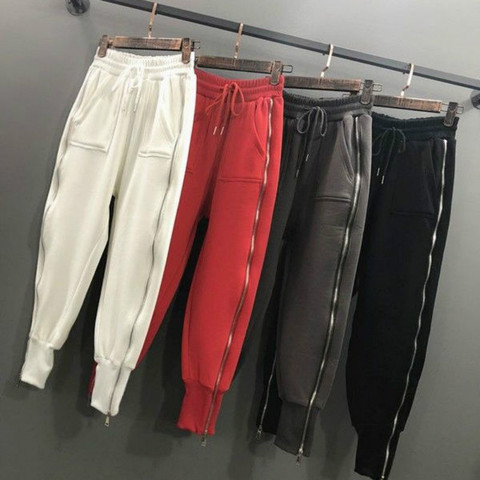 De talla grande pantalones bombachos holgados cremallera pantalones de chándal Casual Capri Leggings Otoño de 2022 de estilo coreano pantalones de las mujeres pantalones de Hip Hop ► Foto 1/6