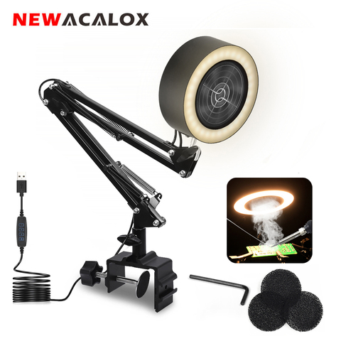 NEWACALOX, Extractor de humo de hierro para soldar con filtro de carbón activo, esponja, 3 colores, luz LED para Trabajos de soldadura ► Foto 1/6