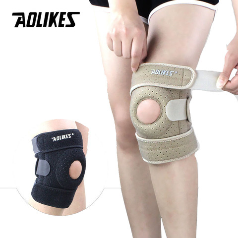 AOLIKES-rodillera ajustable para entrenamiento deportivo, de la rodilla apoyo elástico, rodilleras de rótula ajustable, rodilleras con agujeros de Seguridad, 1 Uds. ► Foto 1/6