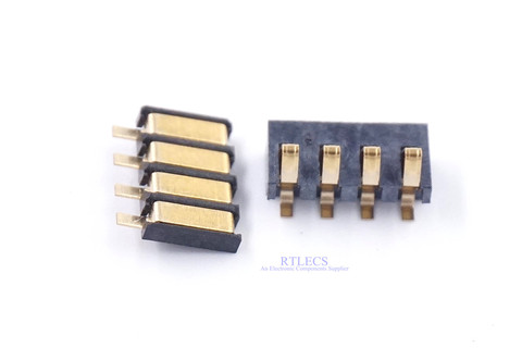 Contacto de compresión de resorte, conector macho hembra de 4 pines, 2,5mm, montaje en superficie, conectores de batería, Reflow Solder PCB, 5 uds. ► Foto 1/6