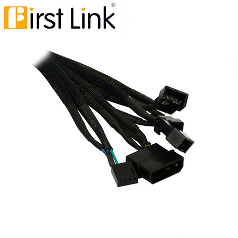 Sleeved PWM Cable de extensión de ventilador bifurcador de corriente, conector 4 pines Molex / SATA a 3 4 5 6 4 Pin ventilador Splitter 4 Placa base PWM Header ► Foto 1/5