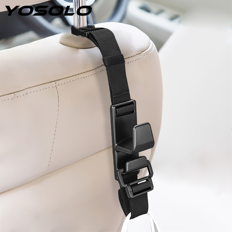 YOSOLO-colgador de respaldo de coche Universal, Clip de sujeción automático ajustable para bolsas de comestibles, soporte para reposacabezas de coche, 1 ud. ► Foto 1/6